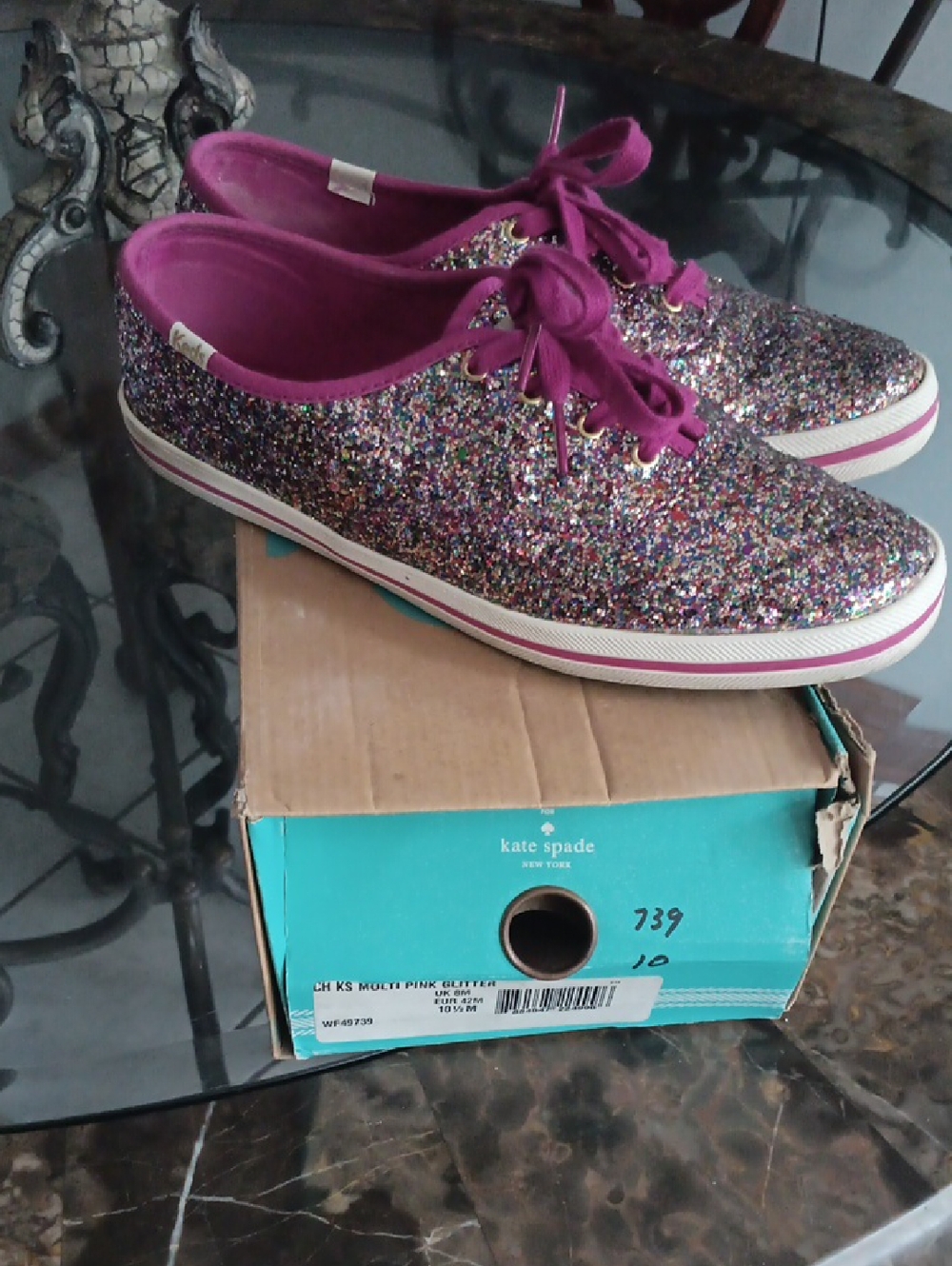 kate spade Multicolor Glitter Low-Top Sneakers with Pink Trim